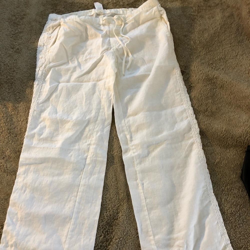 White linen pants